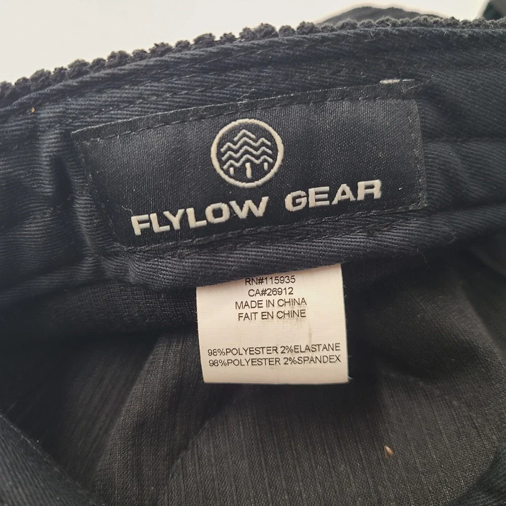 Flylow Gear Hat Strapback Black White Corduroy Patch Logo Ski Outdoors Snow Men